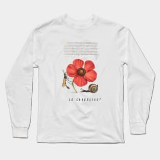 Vintage Poppy Flower Illustration Long Sleeve T-Shirt